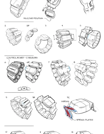 Preliminary industrial design sketches of the electrode armband
