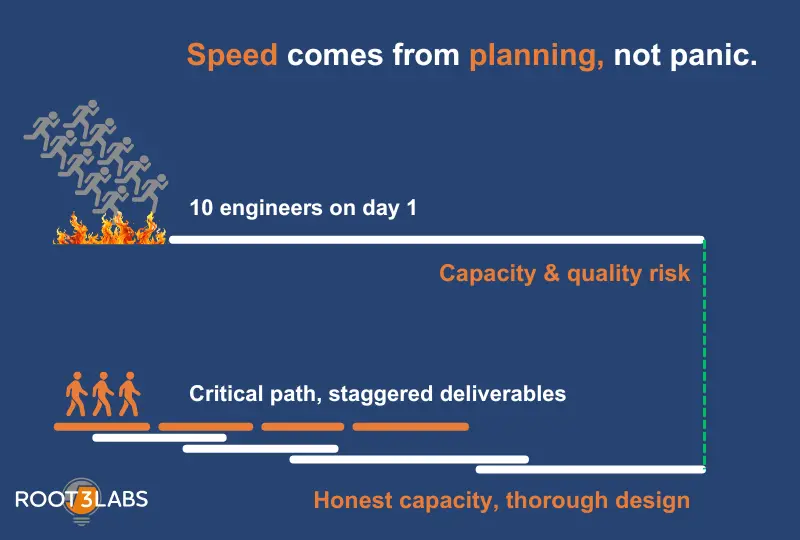Speed in Hardware Product Design comes from planning, not making the engineering team panic 
